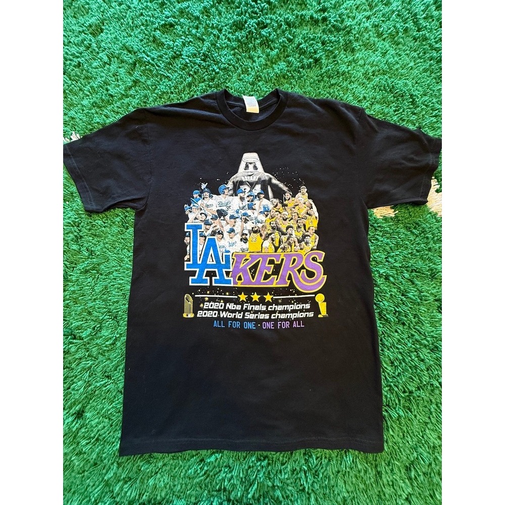 Suna‎ Graphic T-Shirt Mens Medium Black Excellent 2020 Lakers Dodgers Champions